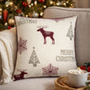 Merry Christmas Throw Pillow Cover Red Reindeer | Off White Linen 20" Square
