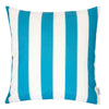Keo Outdoor Throw Pillow | Wide Aqua Blue & White Stripes | 20" Square