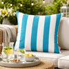 Keo Outdoor Throw Pillow | Wide Aqua Blue & White Stripes | 20" Square