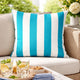 Keo Outdoor Throw Pillow | Wide Aqua Blue & White Stripes | 20" Square