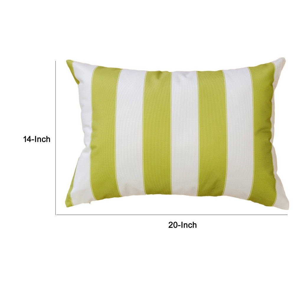 Keo Outdoor Lumbar Pillow | Wide Lime Green & White Stripes | 14x20