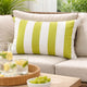 Keo Outdoor Lumbar Pillow | Wide Lime Green & White Stripes | 14x20