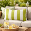 Keo Outdoor Lumbar Pillow | Wide Lime Green & White Stripes | 14x20