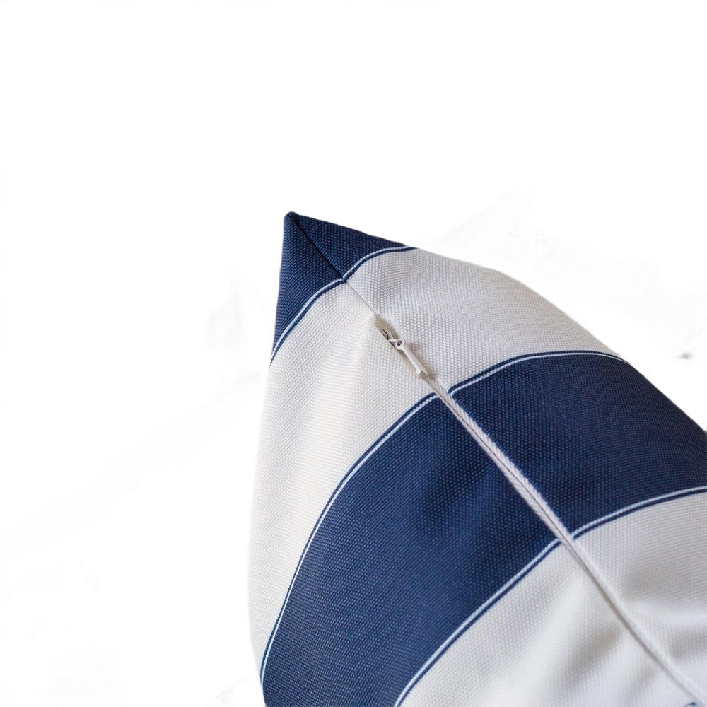 Keo Outdoor Lumbar Pillow | Navy Blue & White Horizontal Stripes | 14x20