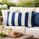 Keo Outdoor Lumbar Pillow | Navy Blue & White Horizontal Stripes | 14x20