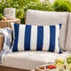 Keo Outdoor Lumbar Pillow | Navy Blue & White Horizontal Stripes | 14x20