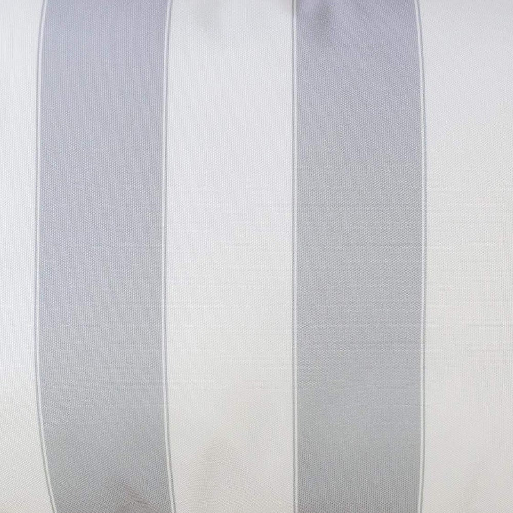 Keo Outdoor Lumbar Pillow | Wide Silver & White Horizontal Stripes | 14x20