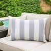 Keo Outdoor Lumbar Pillow | Wide Silver & White Horizontal Stripes | 14x20