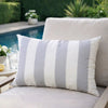 Keo Outdoor Lumbar Pillow | Wide Silver & White Horizontal Stripes | 14x20