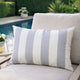 Keo Outdoor Lumbar Pillow | Wide Silver & White Horizontal Stripes | 14x20