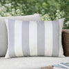 Keo Outdoor Lumbar Pillow | Wide Silver & White Horizontal Stripes | 14x20