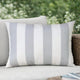 Keo Outdoor Lumbar Pillow | Wide Silver & White Horizontal Stripes | 14x20