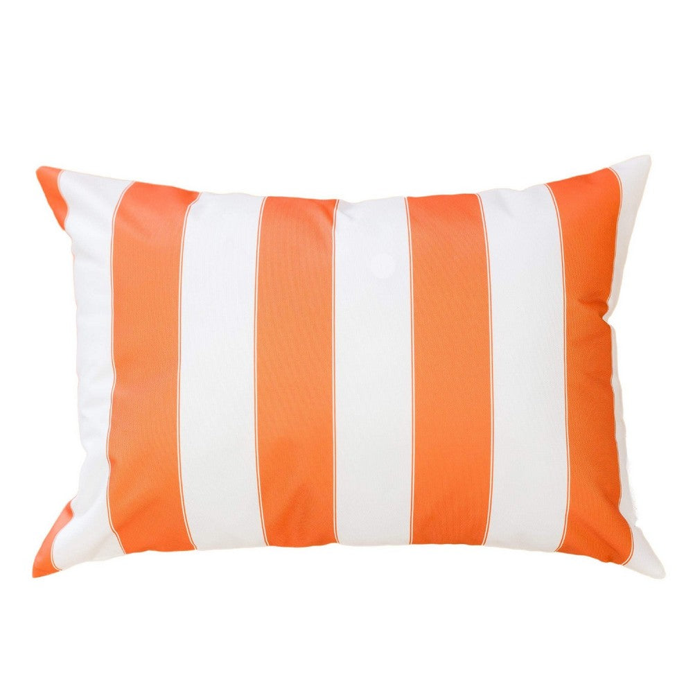 Keo Outdoor Lumbar Pillow | Wide Orange & White Horizontal Stripes | 14x20