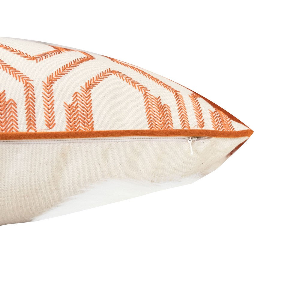 Keo Outdoor Lumbar Pillow | Wide Orange & White Horizontal Stripes | 14x20