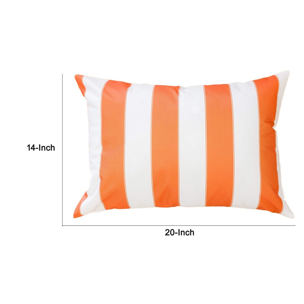 Keo Outdoor Lumbar Pillow | Wide Orange & White Horizontal Stripes | 14x20