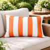 Keo Outdoor Lumbar Pillow | Wide Orange & White Horizontal Stripes | 14x20