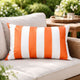 Keo Outdoor Lumbar Pillow | Wide Orange & White Horizontal Stripes | 14x20