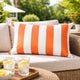 Keo Outdoor Lumbar Pillow | Wide Orange & White Horizontal Stripes | 14x20
