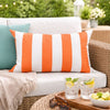 Keo Outdoor Lumbar Pillow | Wide Orange & White Horizontal Stripes | 14x20