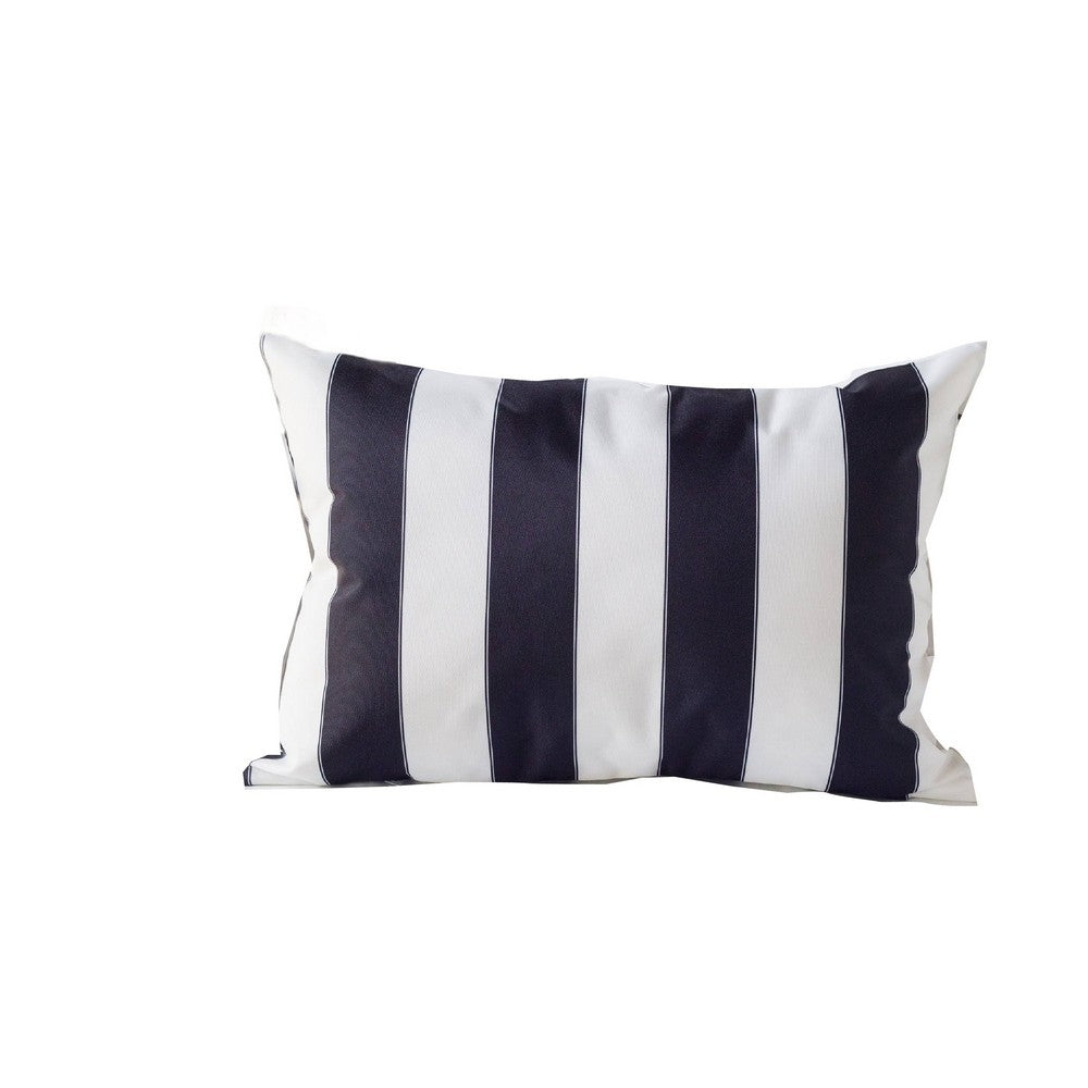 Keo Outdoor Lumbar Pillow | Wide Black & White Horizontal Stripes | 14x20