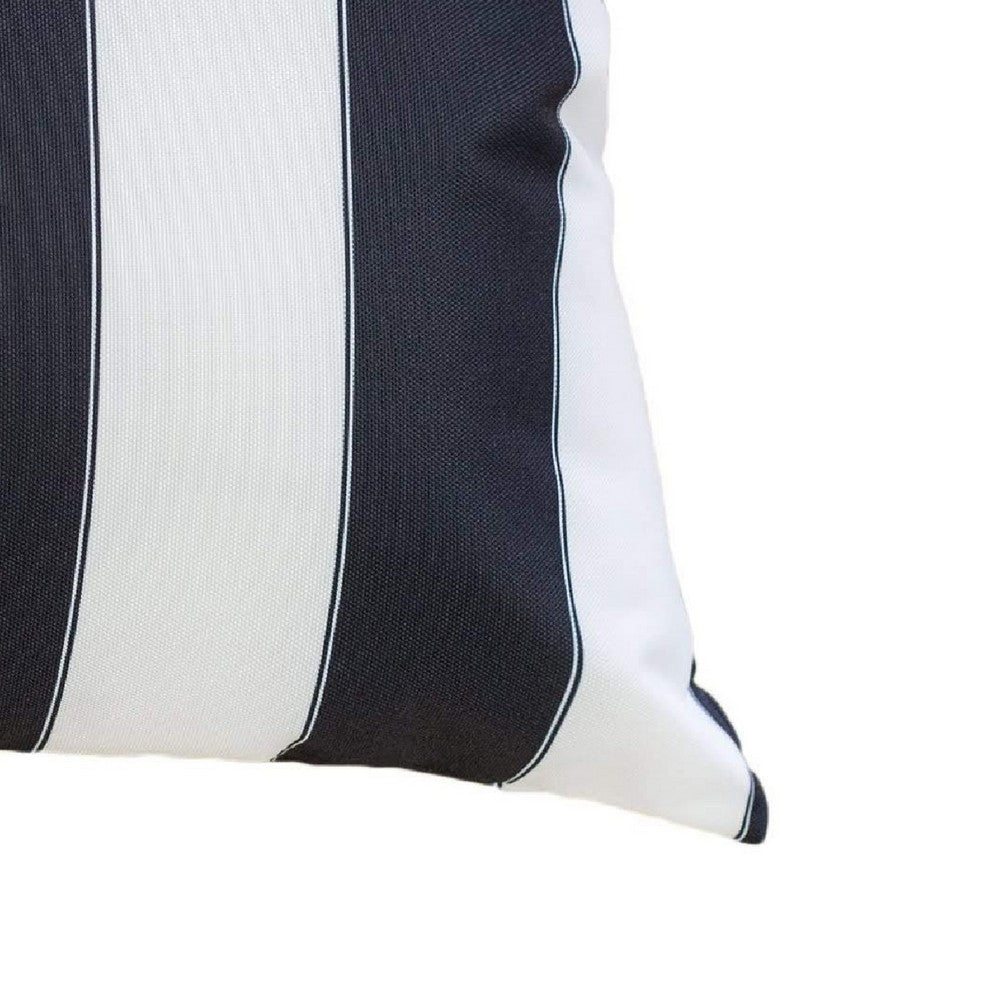 Keo Outdoor Lumbar Pillow | Wide Black & White Horizontal Stripes | 14x20