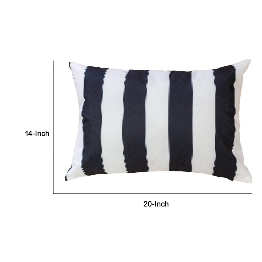Keo Outdoor Lumbar Pillow | Wide Black & White Horizontal Stripes | 14x20