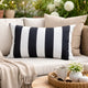 Keo Outdoor Lumbar Pillow | Wide Black & White Horizontal Stripes | 14x20