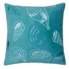 Meo Throw Pillow | Embroidered Seashell Pattern Blue Velvet | 20" Square