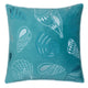Meo Throw Pillow | Embroidered Seashell Pattern Blue Velvet | 20" Square