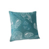 Meo Throw Pillow | Embroidered Seashell Pattern Blue Velvet | 20" Square