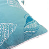 Meo Throw Pillow | Embroidered Seashell Pattern Blue Velvet | 20" Square