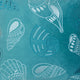 Meo Throw Pillow | Embroidered Seashell Pattern Blue Velvet | 20" Square