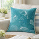 Meo Throw Pillow | Embroidered Seashell Pattern Blue Velvet | 20" Square