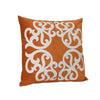 Dery Throw Pillow | Vintage Vine Accented Orange Velvet | 20" Square