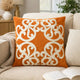 Dery Throw Pillow | Vintage Vine Accented Orange Velvet | 20" Square