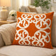 Dery Throw Pillow | Vintage Vine Accented Orange Velvet | 20" Square