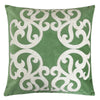 Dery Throw Pillow | Vintage Vine Accented Green Velvet | 20" Square