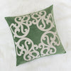 Dery Throw Pillow | Vintage Vine Accented Green Velvet | 20" Square