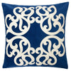 Dery Throw Pillow | Vintage Vine Accented Indigo Velvet | 20" Square