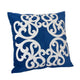 Dery Throw Pillow | Vintage Vine Accented Indigo Velvet | 20" Square