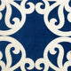Dery Throw Pillow | Vintage Vine Accented Indigo Velvet | 20" Square