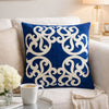 Dery Throw Pillow | Vintage Vine Accented Indigo Velvet | 20" Square
