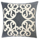 Dery Throw Pillow | Vintage Vine Accented Gray Velvet | 20" Square