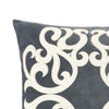 Dery Throw Pillow | Vintage Vine Accented Gray Velvet | 20" Square
