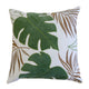 Lefy Accent Pillow | Green Autumn Leaf Design White Velvet | 20" Square