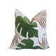Lefy Accent Pillow | Green Autumn Leaf Design White Velvet | 20" Square