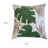 Lefy Accent Pillow | Green Autumn Leaf Design White Velvet | 20" Square