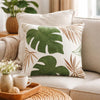 Lefy Accent Pillow | Green Autumn Leaf Design White Velvet | 20" Square
