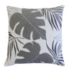 Lefy Accent Pillow | Gray Autumn Leaf Design on White Velvet | 20" Square