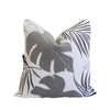 Lefy Accent Pillow | Gray Autumn Leaf Design on White Velvet | 20" Square